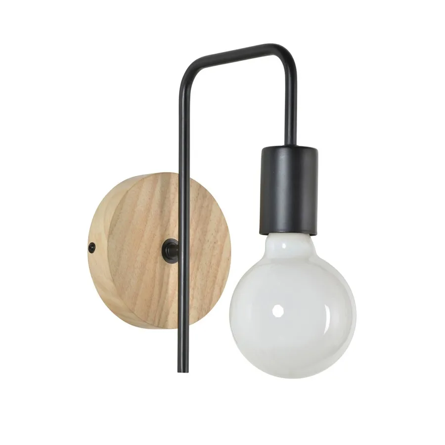 Luminaire BERKLEY - Applique en bois naturel patiné et métal noir