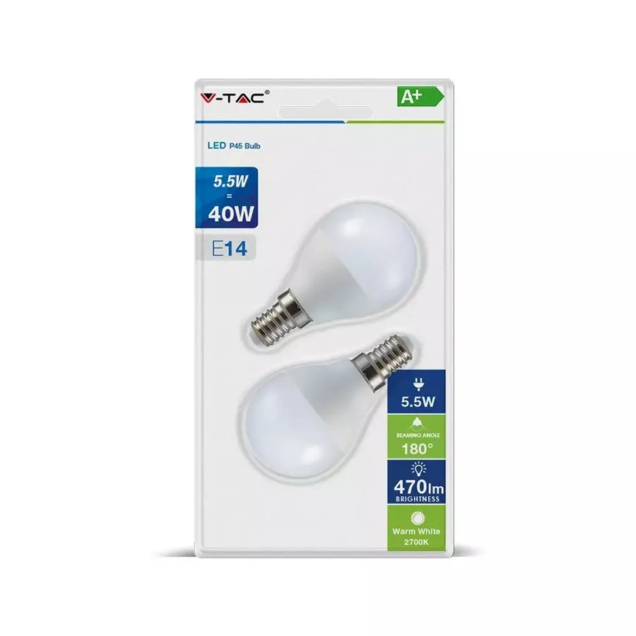 Ampoule LED E14 5.5W Rendu 40W 470LM blanc chaud