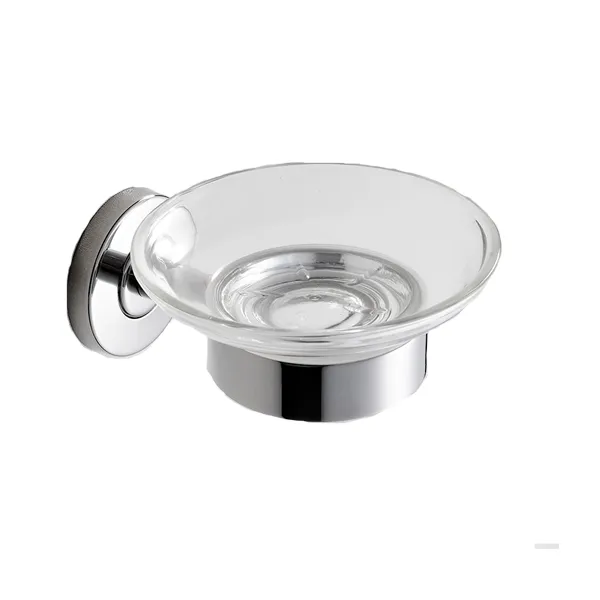 Porte Savon en Verre et Inox Brossé, Résistant et Durable, Acier Inoxydable, Matériel Classique d'Aménagement de Toilette, Accessoire de Rangement