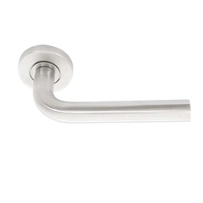 CLEDOR Poignée En Inox Tube Sur Rosace TVR, Poignée Avec Bouton De Condamnation, Longueur Poignée 140 mm