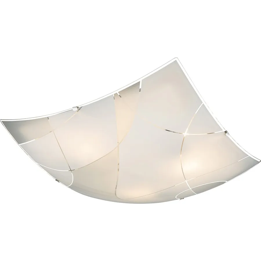 Luminaire Plafonnier 3 lampes en métal blanc et verre satiné