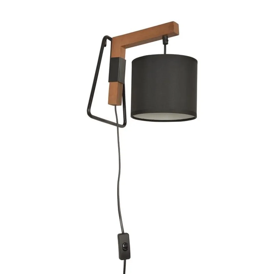 Luminaire BOGART - Applique en métal noir et bois chêne 17 Ohms