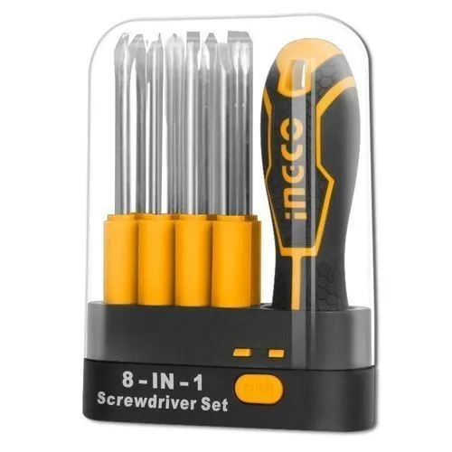 Kit de Tournevis Interchangeables 9pcs INGCO, 3 Pièces SL3x65, 3 Pièces PH0x65, 1 Pièce 5x65 Dissolvant de Pointe, 1 Poinçon à Gratter 3x65, Accessoire de Bricolage, Accessoire Quincaillerie