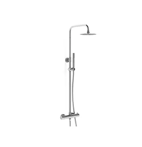 Colonne de douche thermostatique en Inox Chromé Poli, Acier Inoxydable, Pour Salle de Bain Classique ou Moderne, Forme Ronde