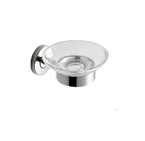 Porte Savon en Verre et Inox Brossé, Résistant et Durable, Acier Inoxydable, Matériel Classique d'Aménagement de Toilette, Accessoire de Rangement