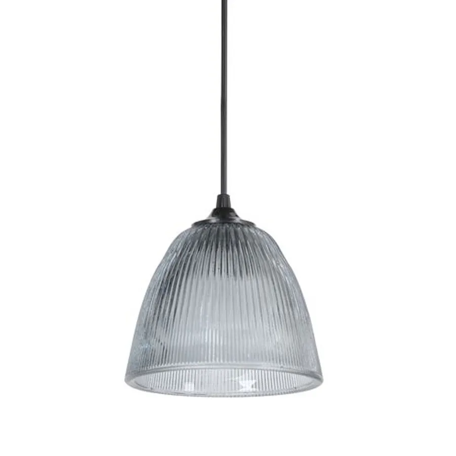 Luminaire - Suspension en verre strié fume 16 Ohms