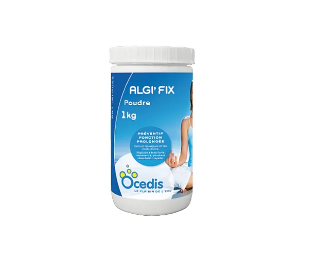Algi'Fix Poudre 1 Kg, Matériel de Piscine, Produit Contre Algues et Moisissures, Poudre Algicide, Traitement d'eau